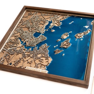 Portland, Maine Mappa / Legno ed epossidica