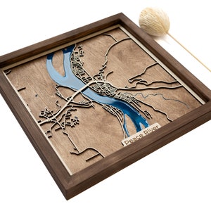 Peace River Karte | Holz und Epoxydharz