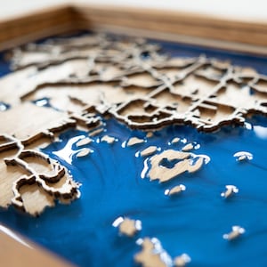 Mapa de madera de la isla Drummond / Mapa personalizado / Madera y resina epoxi