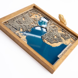 Houten kaart Charlotte Harbor | Hout en epoxy