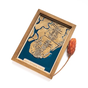 St. Simons Island Karte | Holz und Epoxydharz