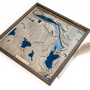 Salerno See Karte | Holz und Epoxydharz