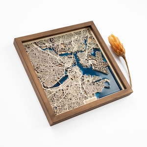 Moederdagcadeau | Gepersonaliseerde houten kaart | Hout en epoxyhars