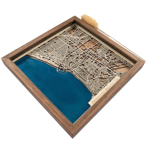 Redondo Beach Landkarte | Holz und Epoxydharz