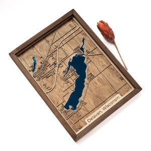 Delavan Map | Wood and Epoxy