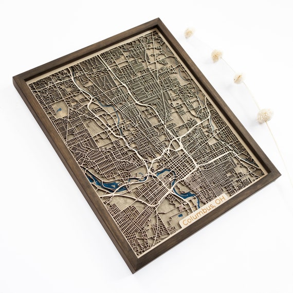 Columbus Map | Wood and Epoxy