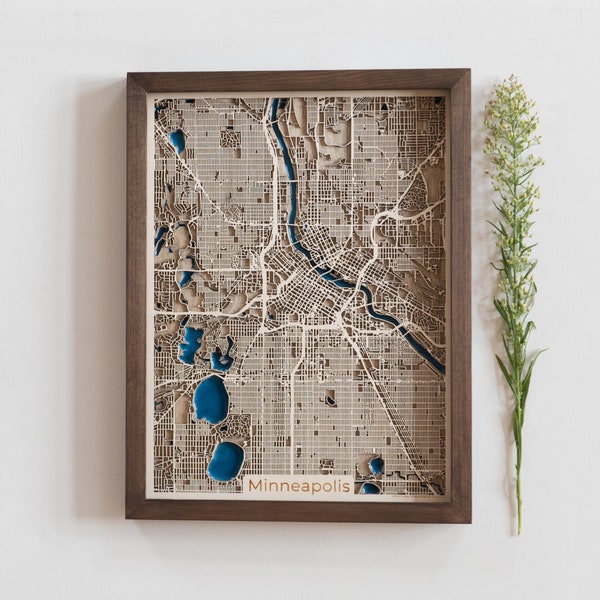 Minneapolis Wooden Map | Custom Map | Wood and Epoxy Resin