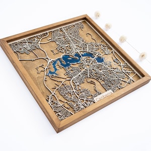 Mapa de Canberra / Madera y epoxi