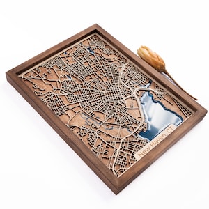 Carte de New Haven | Bois et époxy