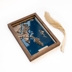 City Island Map | Wood and Epoxy