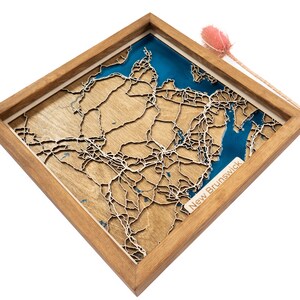Carte en bois du Nouveau-Brunswick | Bois et résine époxy