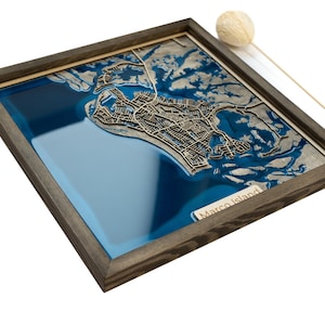 Carte de l'île Marco | Bois et époxy