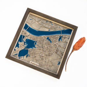 Mapa de Jiujiang / Madera y epoxi