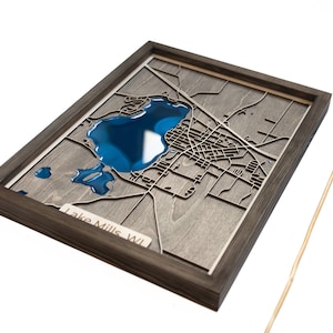 Lake Mills Map | Wood and Epoxy