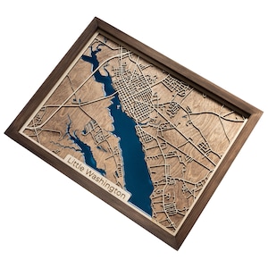 Petite carte de Washington | Bois et époxy