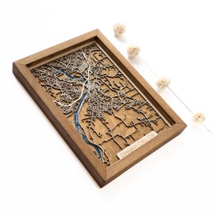 Carte de la ville de l'Oregon | Bois et époxy