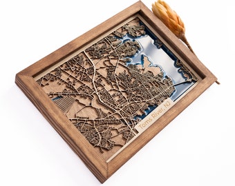 Toms River Map | Wood and Epoxy