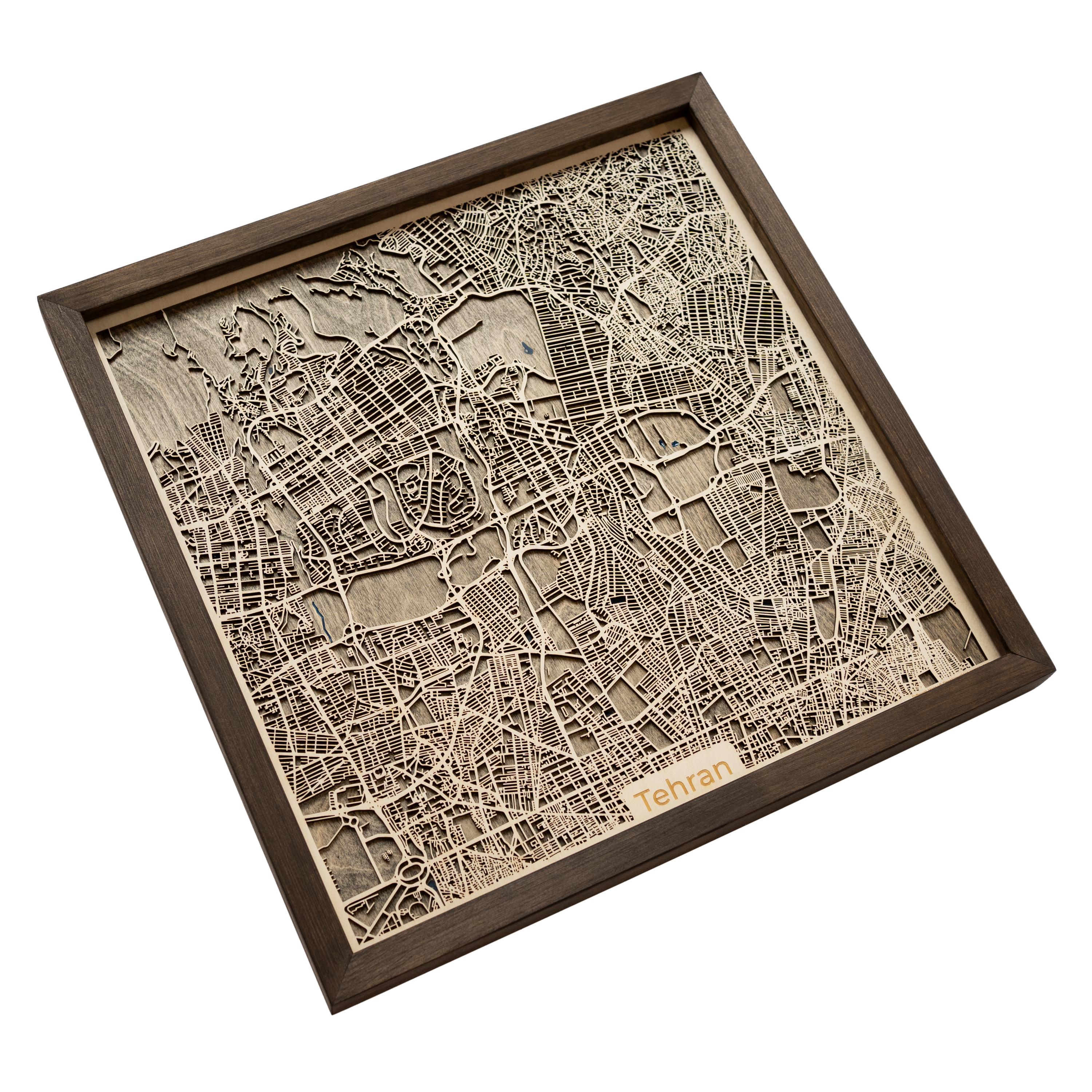 Tehran Map | Wood and Epoxy