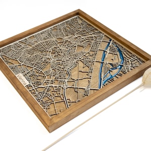 Wien Stadtplan |  Einzigartiges personalisiertes Geschenk für Hauseinweihung 5. Jahrestag Geburtstag Hochzeit | Holz und Epoxidharz