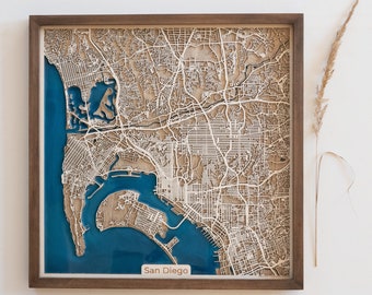 San Diego Wooden Map | Custom Map | Wood and Epoxy Resin
