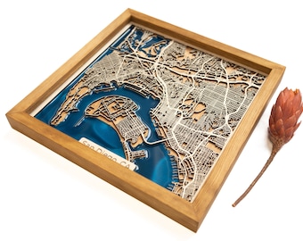 San Diego Holzplan | Individuelle Karte | Holz und Epoxidharz