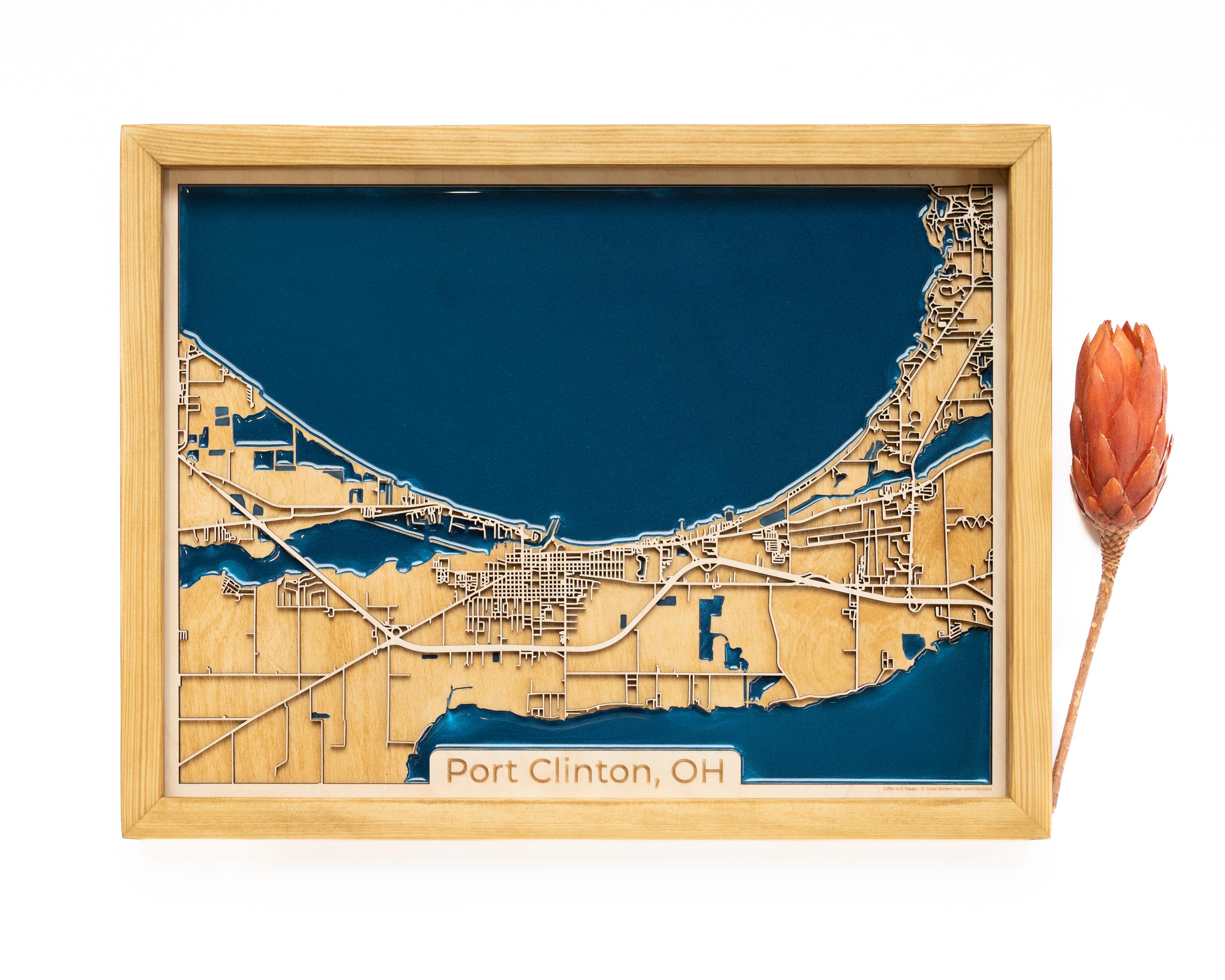 Port Clinton Wood Map Etsy Il 9yey 