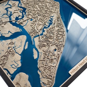 Carte de l'île de Hilton Head | Bois et époxy