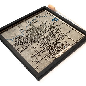 Mapa de Marshalltown / Madera y epoxi