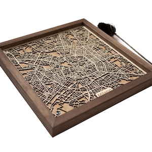 Carte en bois de Milan | Bois et résine époxy
