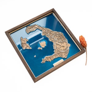 Santorini Karte | Holz und Epoxydharz