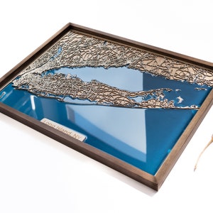 Long Island Karte | Holz und Epoxydharz