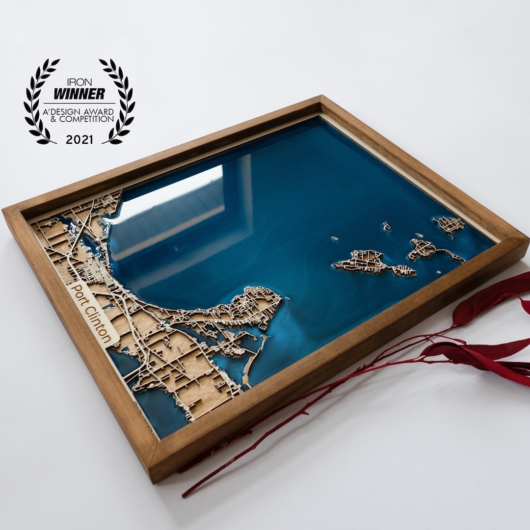 5th Anniversary Gift Wooden Map of Any City in the World | Wood and Epoxy