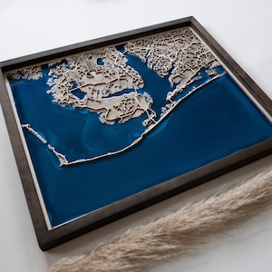 Houten kaart met epoxyhars |  Uniek gepersonaliseerd cadeau voor housewarming 5e verjaardag verjaardag bruiloft | Hout en epoxyhars