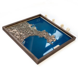 Antibes Map | Wood and Epoxy