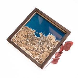 San Sebastian Karte | Holz und Epoxydharz