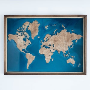 Wereldkaart | Hout en epoxy