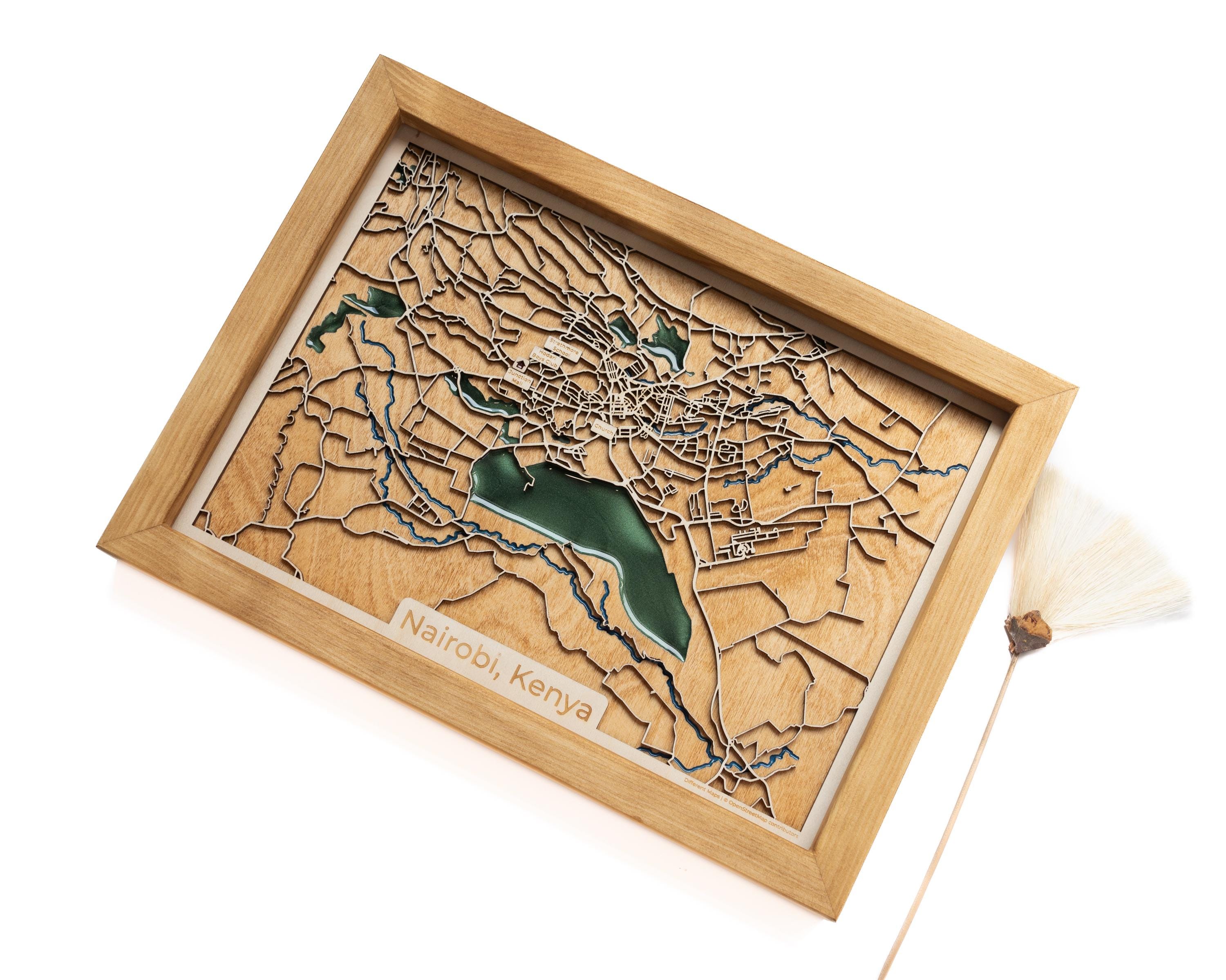 Nairobi Wood Map | Wood and Epoxy Resin - Etsy