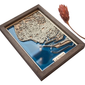 Le Havre Karte | Holz und Epoxydharz