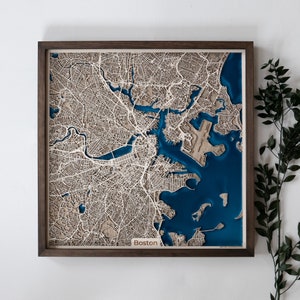 Hölzerne Karte von jeder Stadt der Welt |  Einzigartiges personalisiertes Geschenk für Hauseinweihung 5. Jahrestag Geburtstag Hochzeit | Holz und Epoxidharz