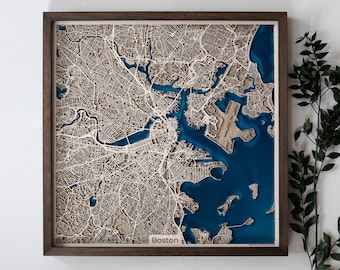 Wooden Map of Any City in the World |  Unique Personalized Gift for Housewarming 5th Anniversary Birthday Wedding | Wood and Epoxy Resin