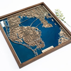 Kaart Tampa Bay, Florida | Hout en epoxy
