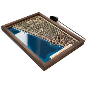 Carte de la plage d'Hermosa | Bois et époxy
