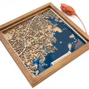 Rowayton Map | Wood and Epoxy