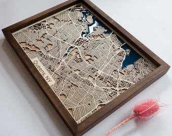 Queens Wood Map | Wood and Epoxy Resin