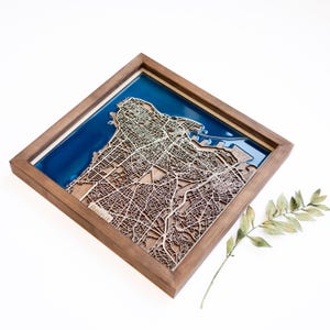 Beirut Landkarte | Holz und Epoxydharz