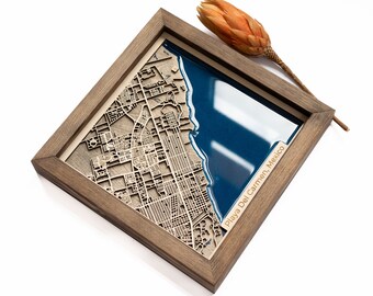 Mapa de Playa del Carmen / Madera y epoxi