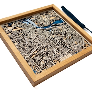Houten kaart Amsterdam | Hout en epoxy