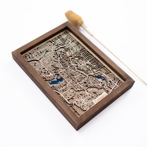 Carte de Calgary | Bois et époxy