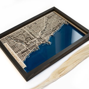 Art mural Chicago | Marathon : carte | Bois et époxy