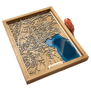 Annecy Map | Wood and Epoxy
